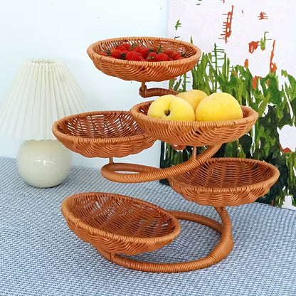 Multi-Layer Woven Fruit & Snack Storage Basket