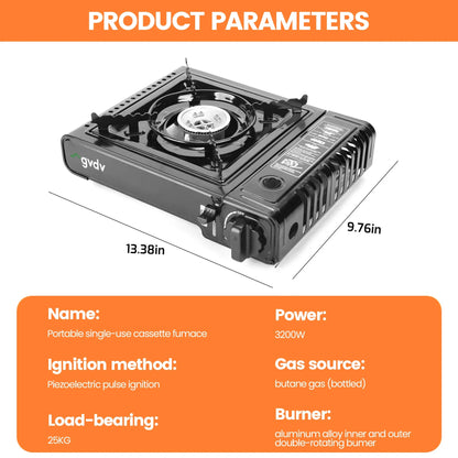 Portable Camping Stove, 1 Burner Butane Gas Stove with Updated Carrying Case