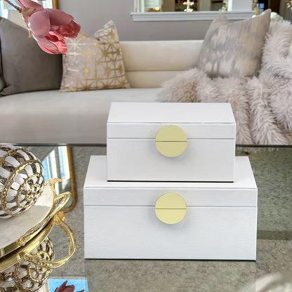 Set of 2 Faux Leather Jewelry Storage Boxes