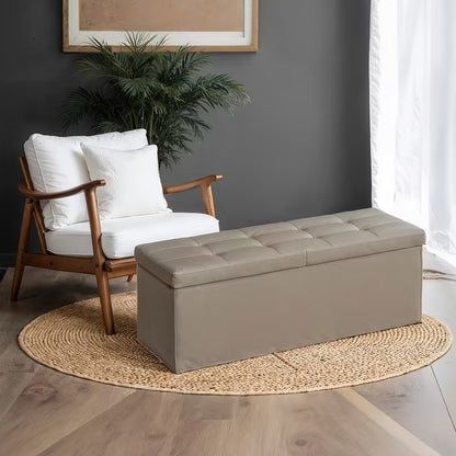 43-Inch Storage Ottoman Bench with Flip-Top Lid