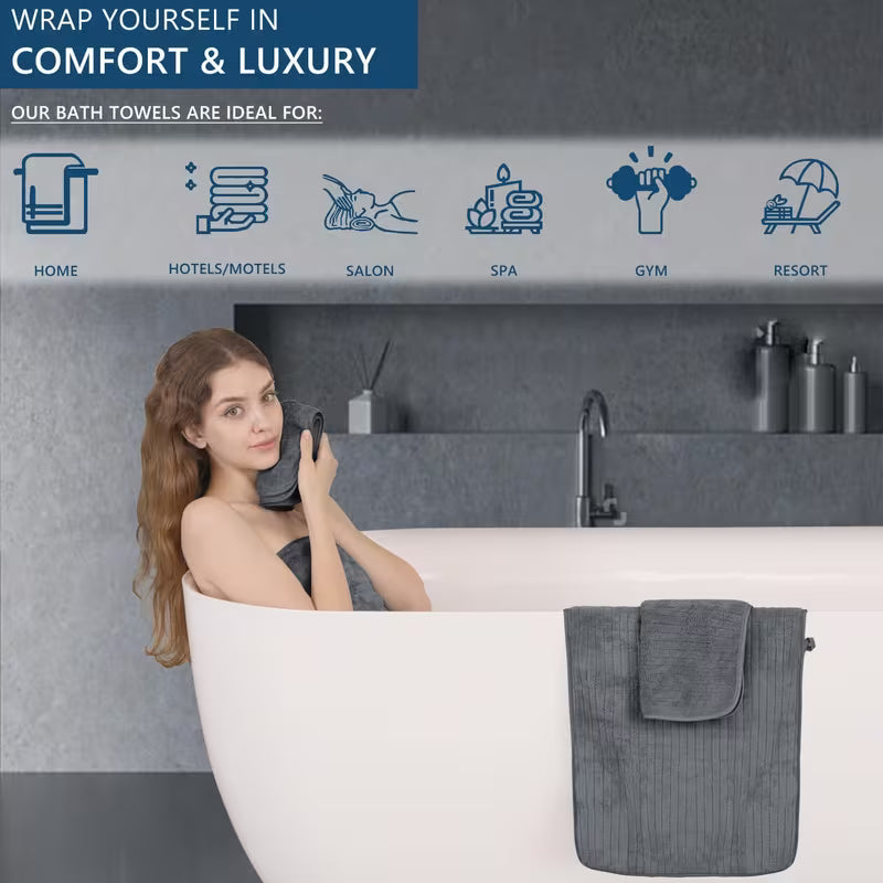 4-Pack Oversized Bath Towels – 35 × 70 Inch Soft Microfiber Bath Sheet Set