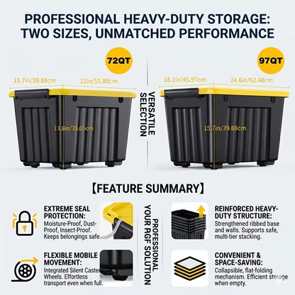 4–6 Pack Stackable Storage Boxes with Lids and Wheels – Large-Capacity Household Organizers