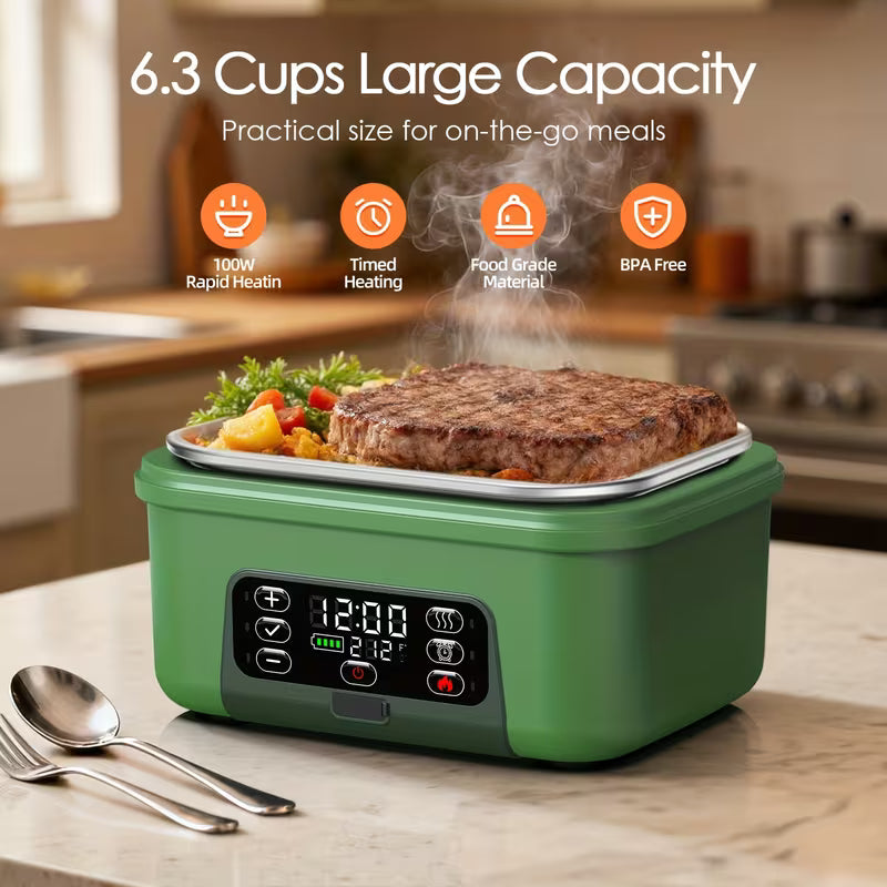 Smart Self-Heating Electric Lunch Box – 1.5L Portable Food Warmer