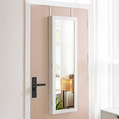 47.2-Inch Wall-Mounted Jewelry Cabinet with Mirror & LED Lights