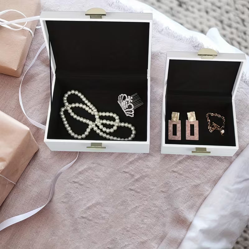 Set of 2 Faux Leather Jewelry Storage Boxes