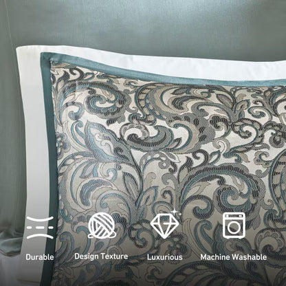 8-Piece Jacquard Paisley Comforter Bedding Set – Down Alternative Comforter Set