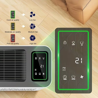 Large-Room HEPA Air Purifier with PM2.5 Display, Air Quality Sensor, Auto Mode & Timer for Home, Bedroom and Office
