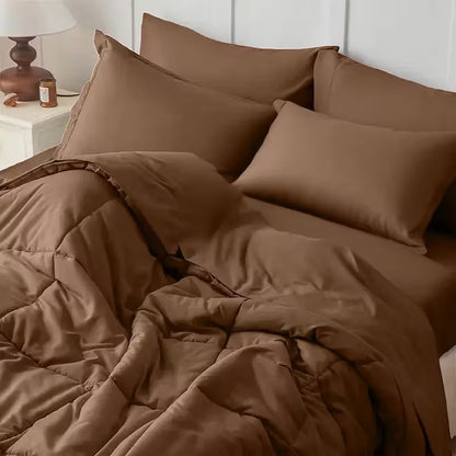 3-Piece King Size Brown Comforter Set with Matching Pillowcases