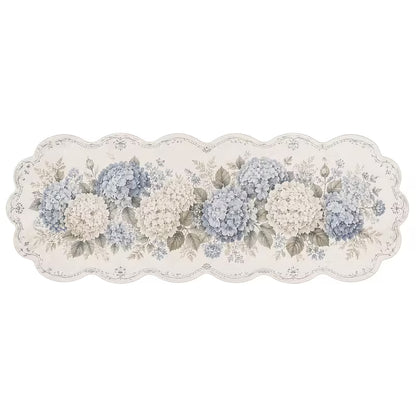 1-Piece Blue Hydrangea Floral Area Rug, Soft 2D Printed Machine-Washable Floor Mat for Bedroom, Hallway, Entryway & Home Décor