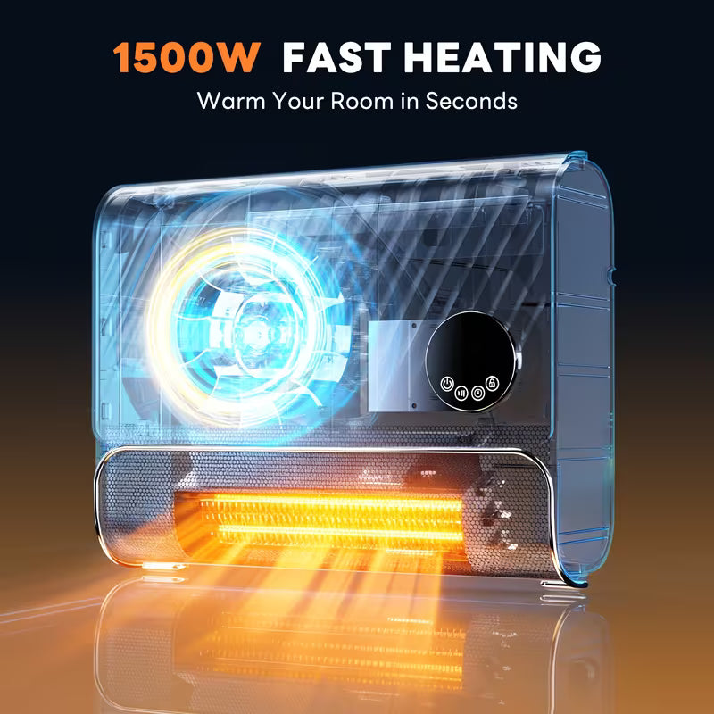 1500W Wall-Mounted Electric Heater with Remote Control