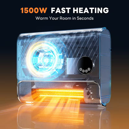 1500W Wall-Mounted Electric Heater with Remote Control