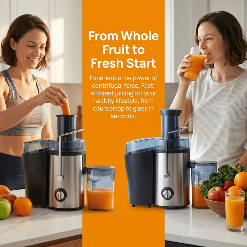 2-Speed Centrifugal Juicer with 3-Inch Wide Feed Chute, 0.52 Qt Juice Cup & 54 Oz Pulp Container