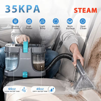 1500W Portable Carpet Cleaner with Steam & Heat – 35KPa Powerful Suction Spot Cleaner