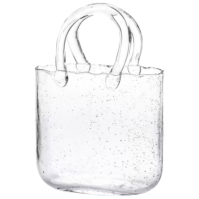 Glass Purse Vase with Handle