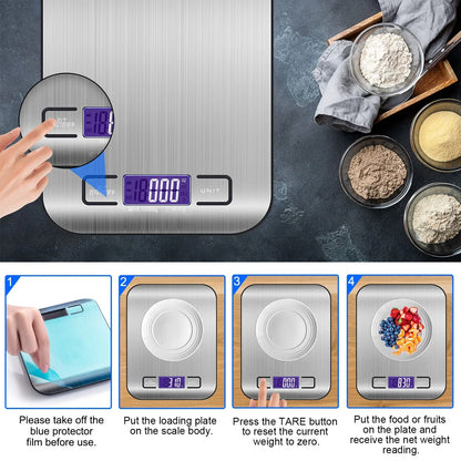 Digital Food Scale, 22Lb Kitchen Scales Grams and Ounces for Weight Loss, Baking, Cooking, Keto and Meal Prep, with LCD Display