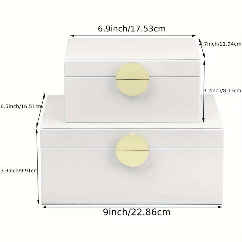 Set of 2 Faux Leather Jewelry Storage Boxes