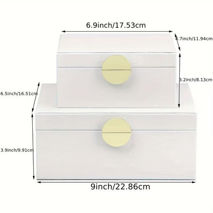 Set of 2 Faux Leather Jewelry Storage Boxes