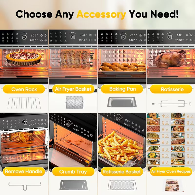 32-Quart Extra-Large Air Fryer Oven – 20-in-1 Convection Toaster Oven, 1800W, Black