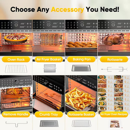 32-Quart Extra-Large Air Fryer Oven – 20-in-1 Convection Toaster Oven, 1800W, Black