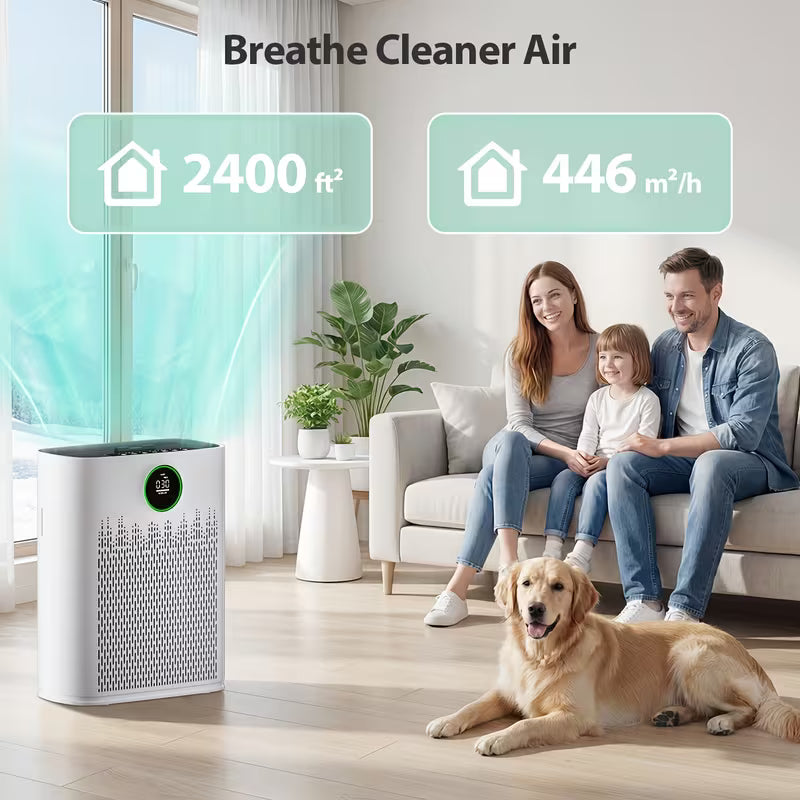 Large Room Air Purifier – HEPA Filter Air Cleaner with Smart Sensor, Quiet 22-Mode Operation & 2,400 sq. ft. Coverage
