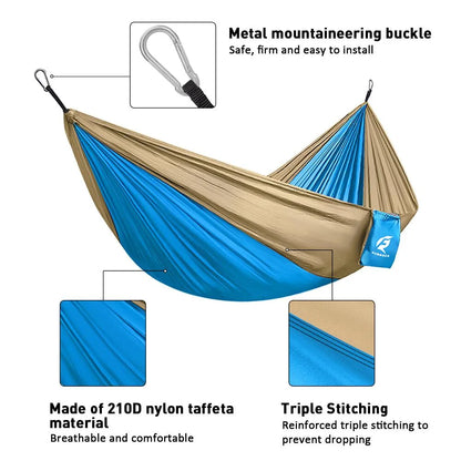 Hammock Portable Single Camping Hammock, Support 330Lbs, Blue/Yellow