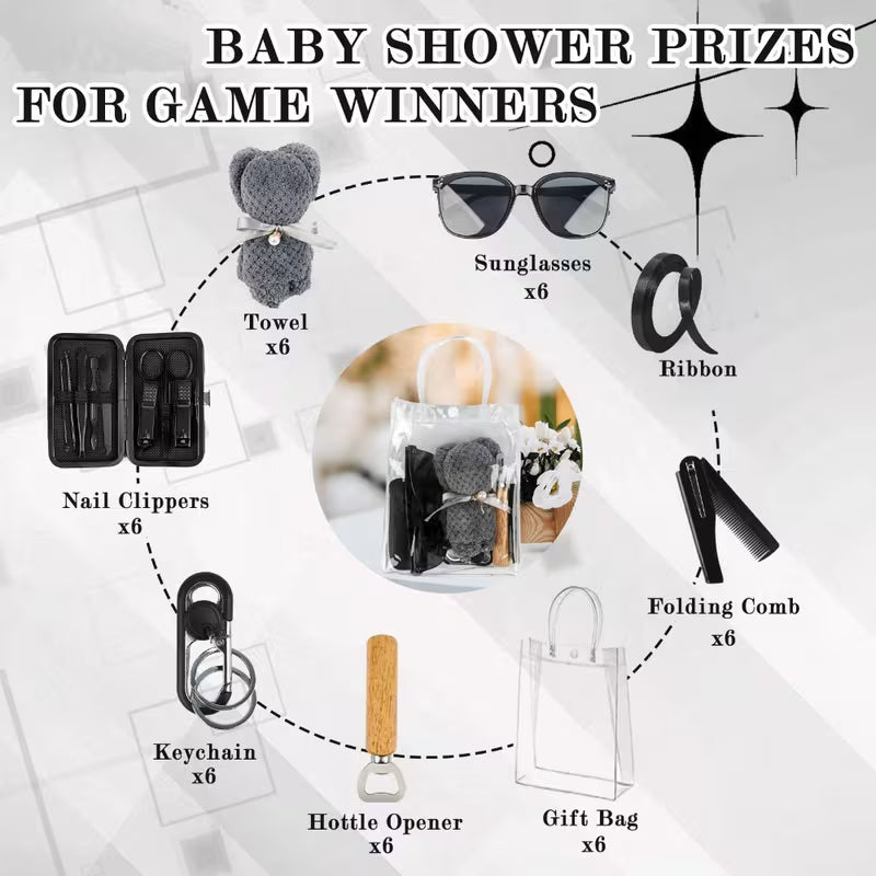 6-Piece Party Favor Gift Set, Multi-Item Wedding and Bridal Shower Favors, Baby Shower Game Prizes and Gift Sets for Men and Women