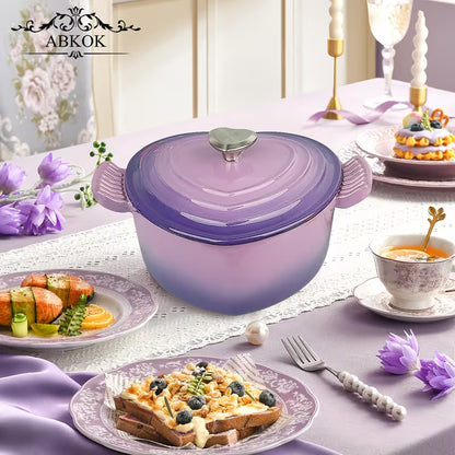 3QT Heart-Shaped Dutch Oven with Lid – Enamel Casserole Cookware