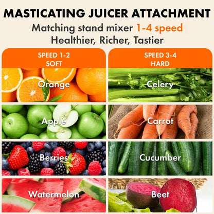 Masticating Juicer Attachment for Kitchen Stand Mixer