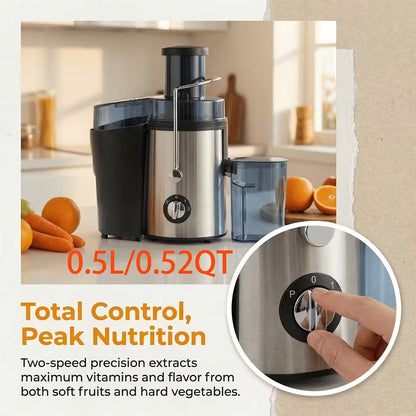 2-Speed Centrifugal Juicer with 3-Inch Wide Feed Chute, 0.52 Qt Juice Cup & 54 Oz Pulp Container