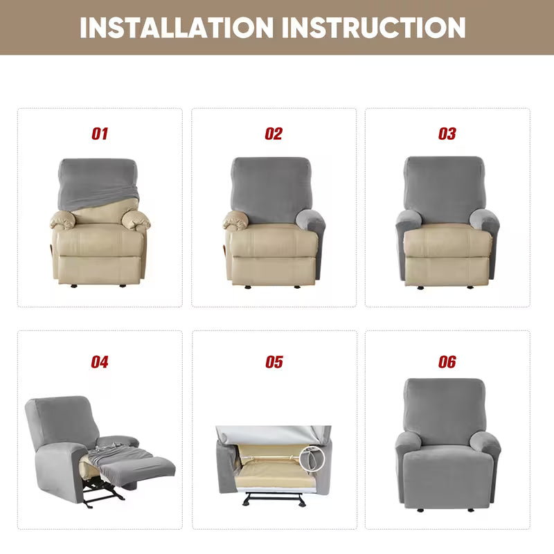 Stretchable Recliner Slipcover with Side Pocket – Soft & Washable 1-Seat Sofa Protector