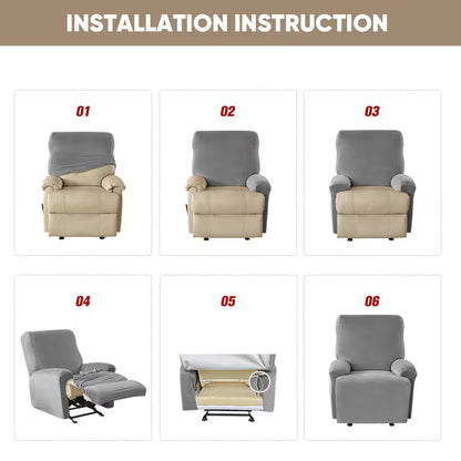Stretchable Recliner Slipcover with Side Pocket – Soft & Washable 1-Seat Sofa Protector