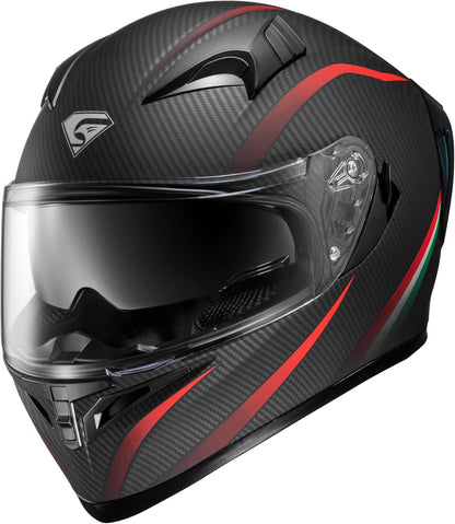 Full Face Motorcycle Helmet with Internal Tinted Visor & DOT Approved for Moped ATV Cruiser Scooter (Matt Red, X-Large)
