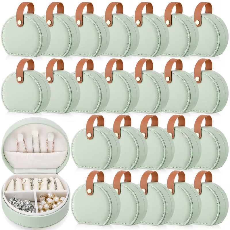 24-Pack Mini Travel Jewelry Cases, Small Leather Jewelry Storage Boxes for Earrings, Rings and Accessories, Compact Organizer Gift Boxes for Bridesmaids, Weddings and Travel