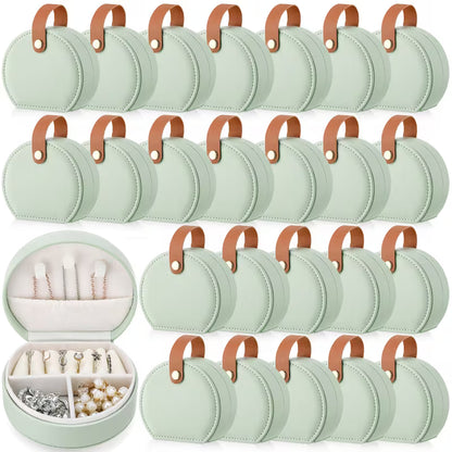 24-Pack Mini Travel Jewelry Cases, Small Leather Jewelry Storage Boxes for Earrings, Rings and Accessories, Compact Organizer Gift Boxes for Bridesmaids, Weddings and Travel