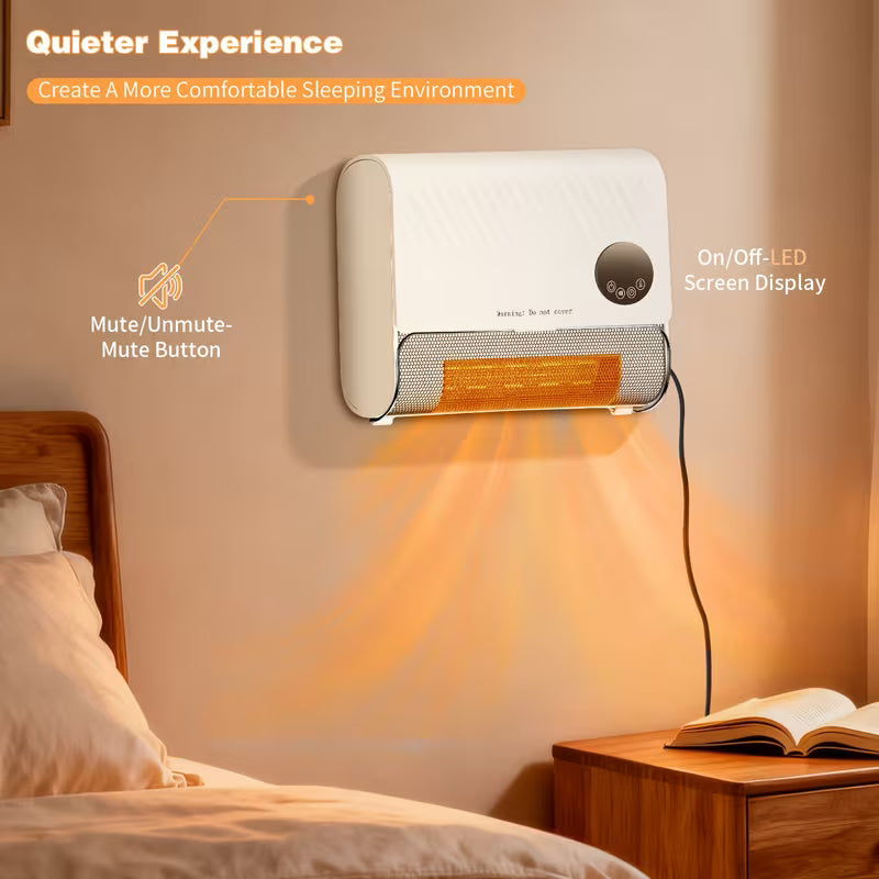 1500W Wall-Mounted Electric Heater with Remote Control