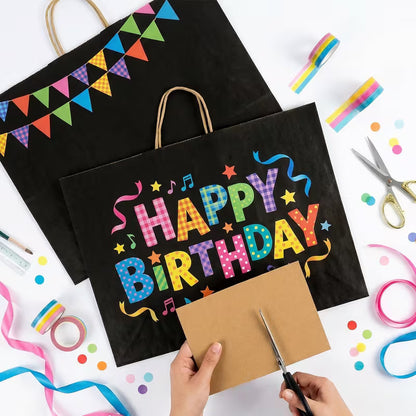 110-Piece Halloween Black Paper Gift Bags with Handles
