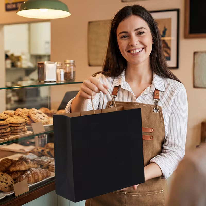 110-Piece Halloween Black Paper Gift Bags with Handles