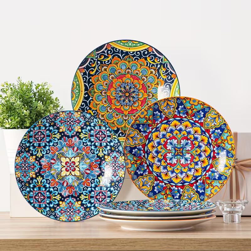 6-Piece Bohemian Porcelain Dinner Plate Set