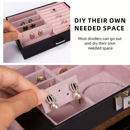 6-Tier Jewelry Box with 5 Drawers, Mirror & Lock