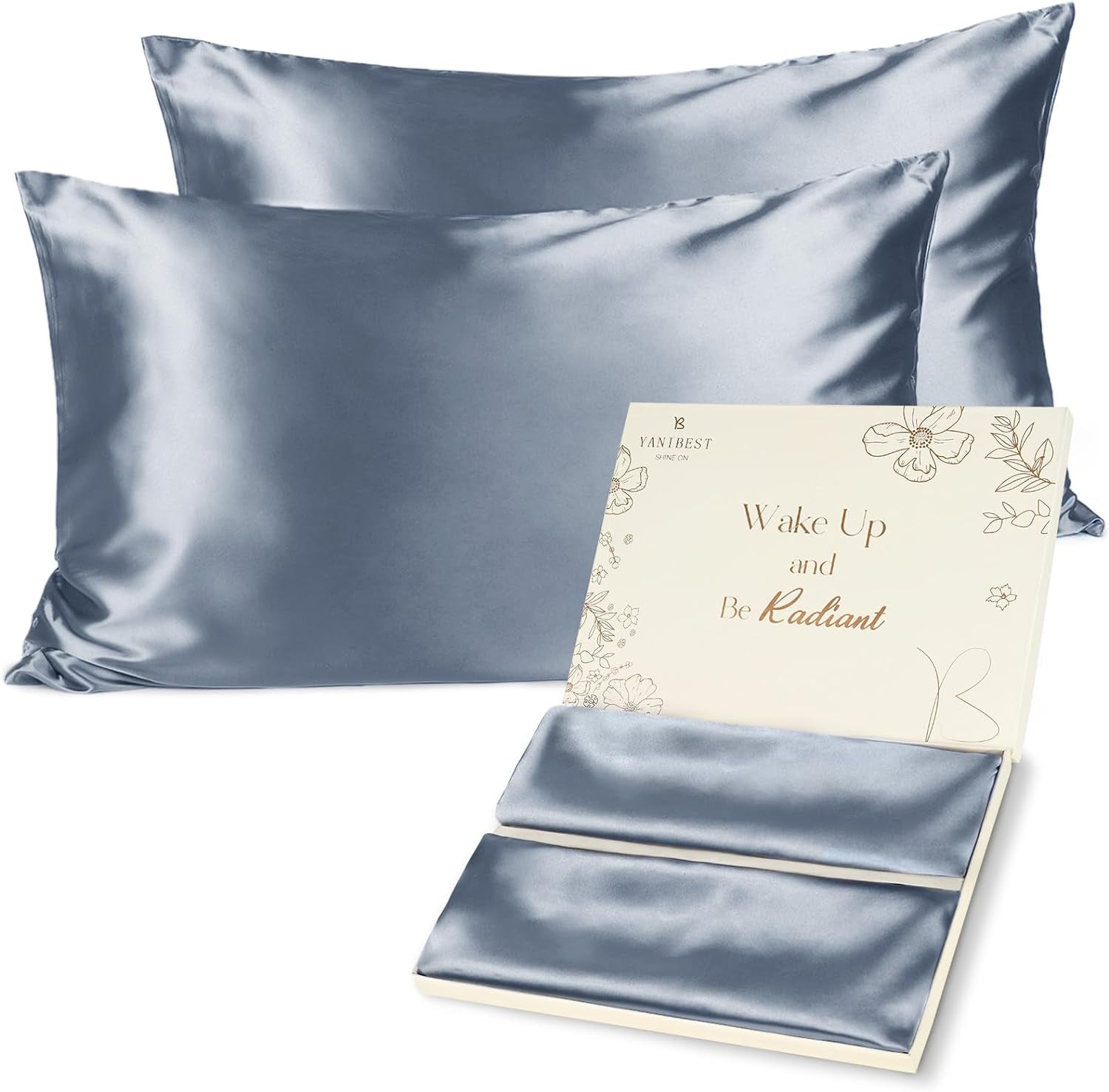 2 Pack Satin Pillowcase, for Hair and Skin with Zipper