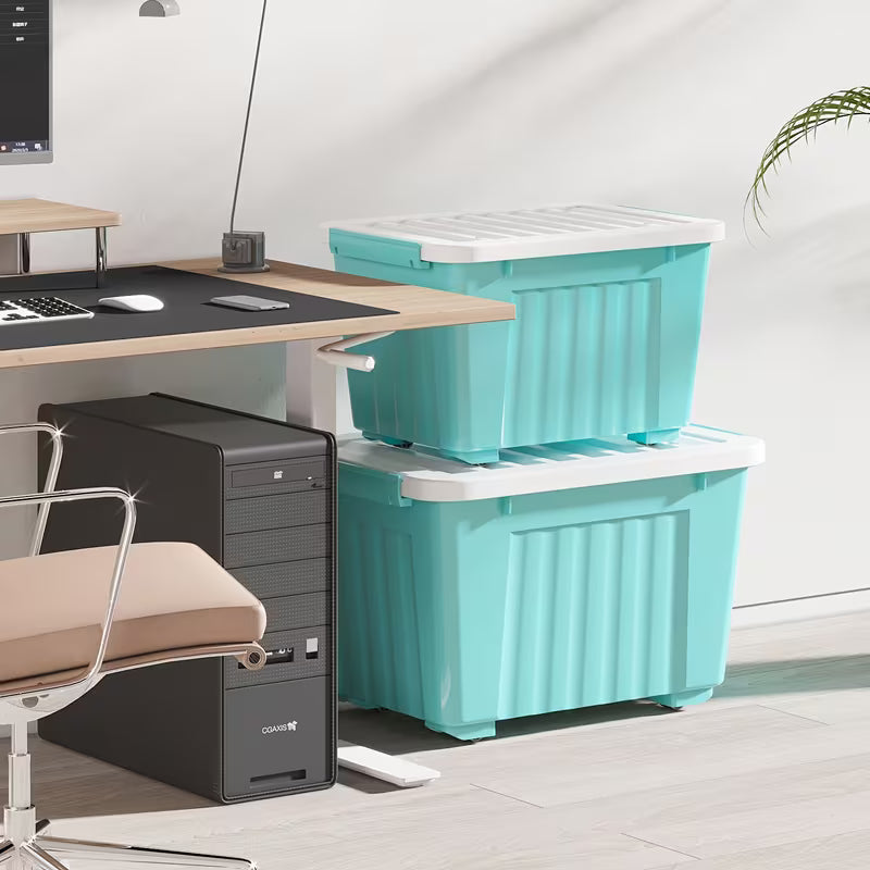 4–6 Pack Stackable Storage Boxes with Lids and Wheels – Large-Capacity Household Organizers