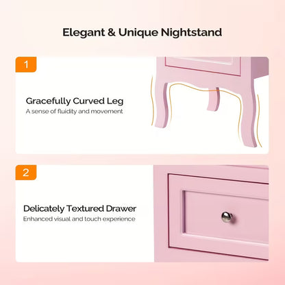 Small Bedside Nightstand with Drawers, Compact Bedside Table for Bedroom, Space-Saving Storage Cabinet for Small Spaces