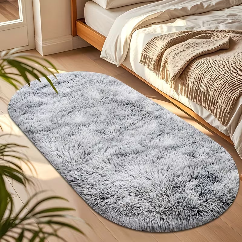 Oval Plush Area Rug – Soft, Anti-Slip & Washable Home Décor Carpet