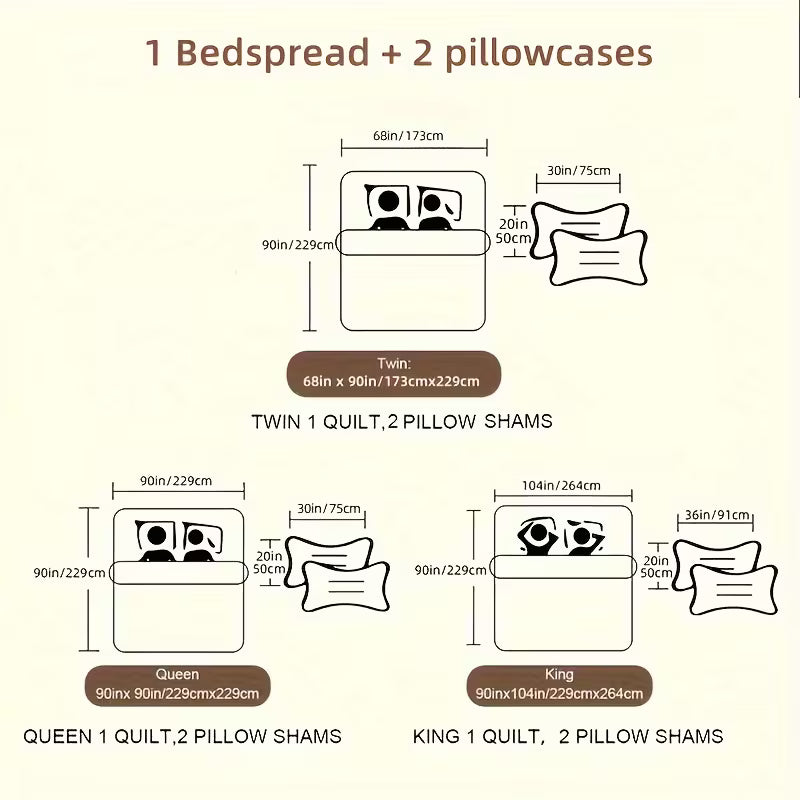 3-Piece Quilted Bedspread Set with Matching Pillow Shams