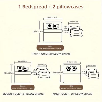 3-Piece Quilted Bedspread Set with Matching Pillow Shams