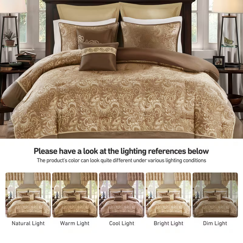 8-Piece Jacquard Paisley Comforter Bedding Set – Down Alternative Comforter Set