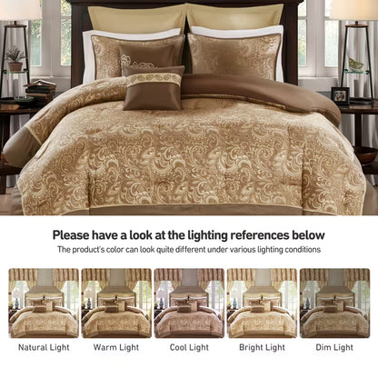 8-Piece Jacquard Paisley Comforter Bedding Set – Down Alternative Comforter Set