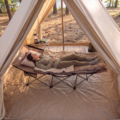 Adult Collapsible Camping Cot, Beige, 73.2 in X 23.2 In