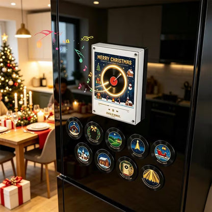 Christmas Vinyl Record Player Fridge Magnet Set