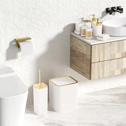 10-Piece Gold Bathroom Accessory Set – Luxury Vertical Stripe Bathroom Accessories for Home & Hotel
